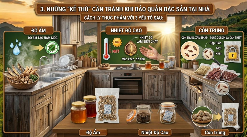 Những "kẻ thù" cần tránh khi bảo quản đặc sản tại nhà